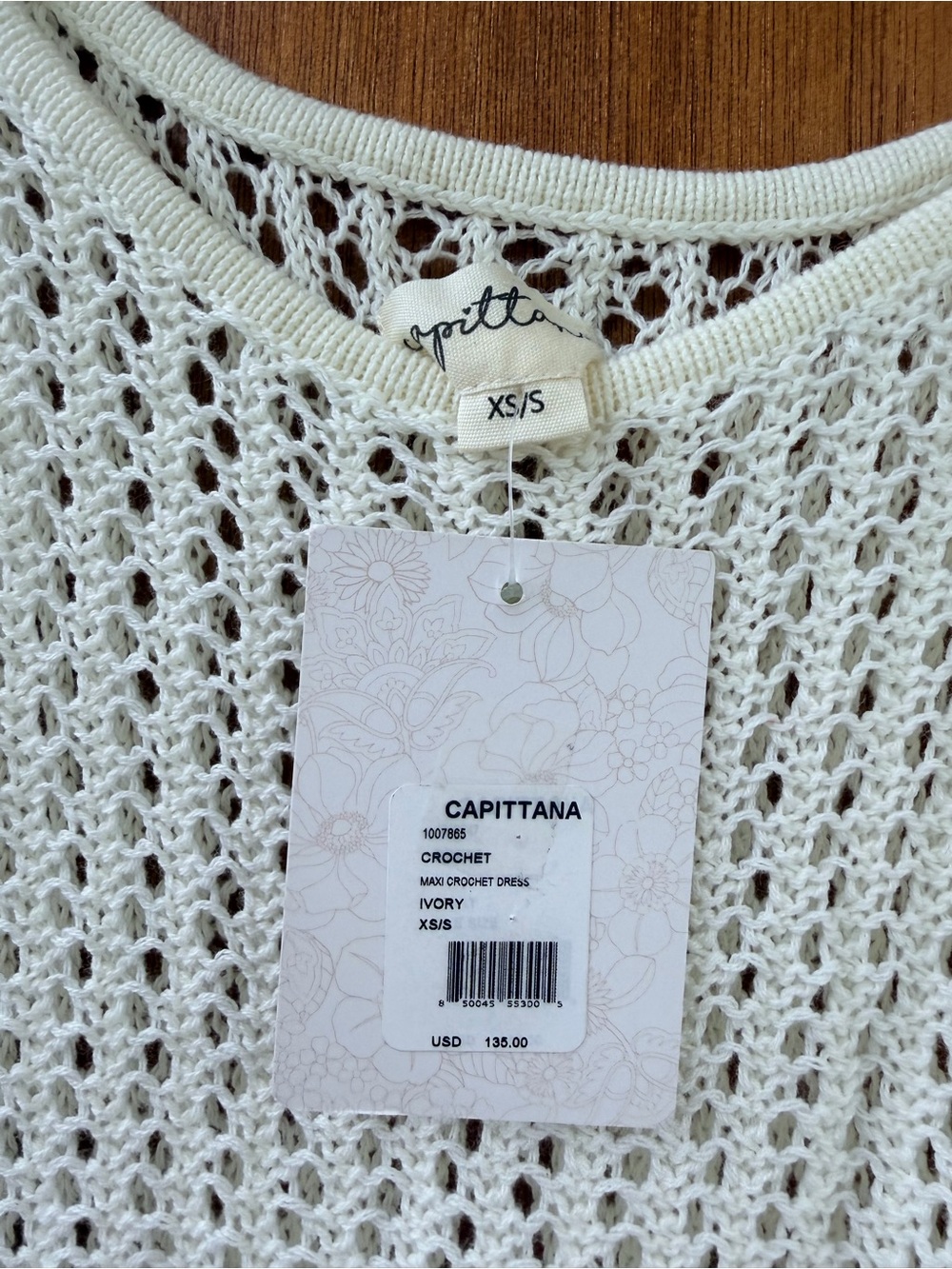 Capittana Womens Crochet Midi beach Dress Swim Cover Up White Size XS/S - Picture 5 of 6